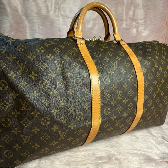 🟥 SOLD! Louis Vuitton Keepall 60 Bandouliere Monogram Duffle Bag Travel Luggage - Picture 4 of 17